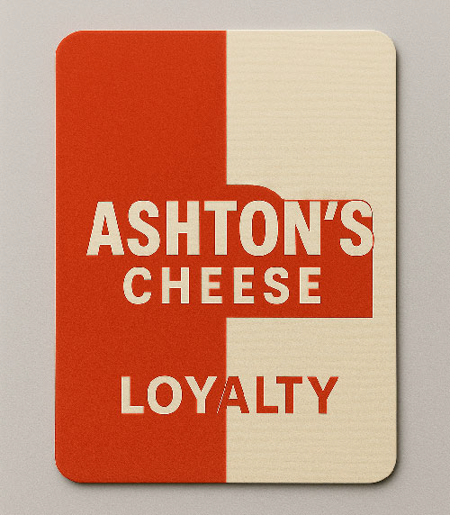 an ashton's cheese customer card