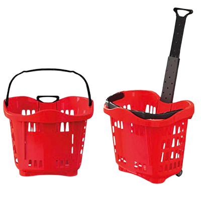  bright red shopping basket with extendable handle